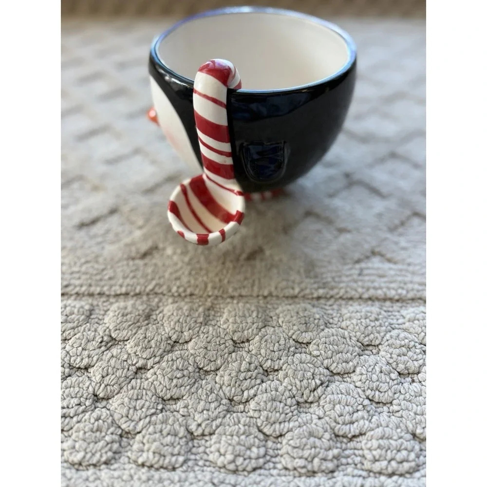 Hallmark Penguin Treat Bowl With Candy Cane Spoon Christmas Decor